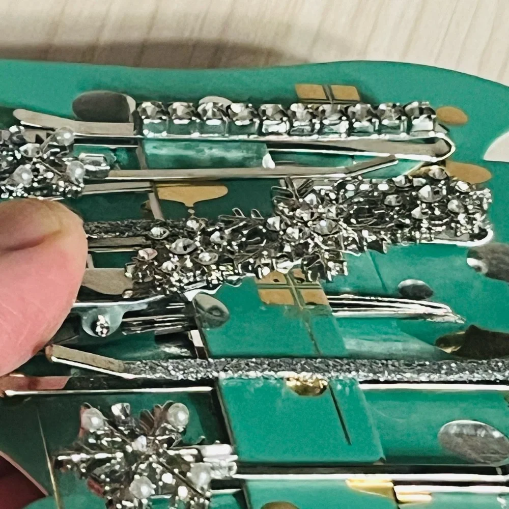 Christmas holiday hair clip barrettes‎ rhinestones sparkly party bling